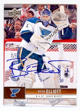 Picture of Brian Elliott autographed hockey card (St Louis Blues) 2012 2013 Upper Deck No.166