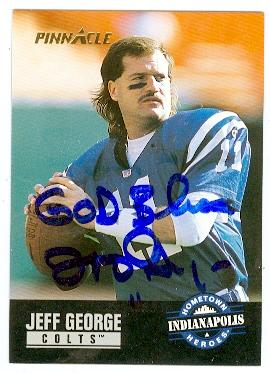 Picture of Jeff George autographed football card (Indianapolis Colts) 1993 Pinnacle Hometown Heroes No.358
