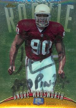 Picture of Andre Wadsworth autographed Football Card (Arizona Cardinals) 1998 Topps Finest Rookie No.140