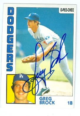 Picture of Greg Brock autographed baseball card (Los Angeles Dodgers) 1984 O Pee Chee No.242