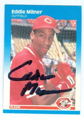 Picture of Eddie Milner autographed baseball card (Cincinnati Reds) 1987 Fleer No.205