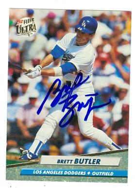 Picture of Brett Butler autographed baseball card (Los Angeles Dodgers) 1992 Fleer Ultra No.209