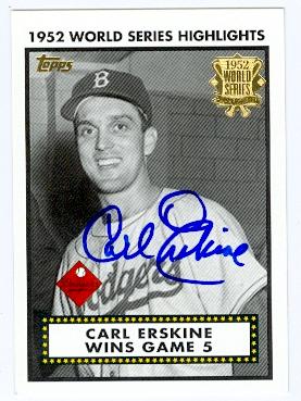 Carl Erskine autographed Baseball Card (Brooklyn Dodgers) 2001 Topps No.52WS-5 1952 World Series Highlights -  Autograph Warehouse, 106290