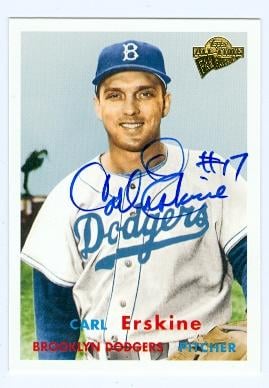 Carl Erskine autographed Baseball Card (Brooklyn Dodgers) 2005 Topps Fan Favorites No.24 -  Autograph Warehouse, 106292