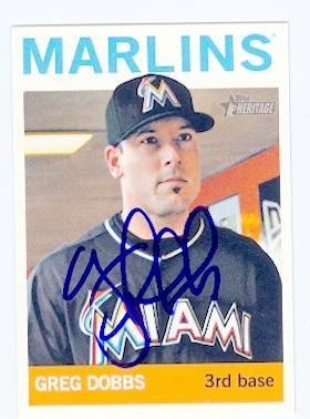 Picture of Greg Dobbs autographed baseball card (Miami Marlins) 2013 Topps Heritage No.199
