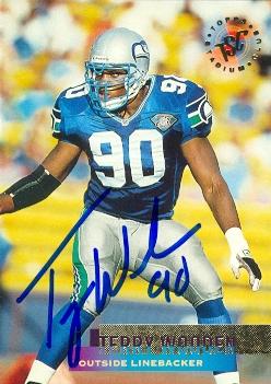Terry Wooden autographed Football Card (Seattle Seahawks) 1995 Topps Stadium Club No.301