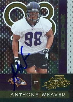 Picture of Anthony Weaver autographed Football Card (Baltimore Ravens) 2002 Playoff Absolute Memorabilia No.200 Rookie