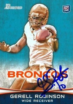 Picture of Gerell Robinson autographed Football Card (Denver Broncos) 2012 Bowman No.125 Rookie