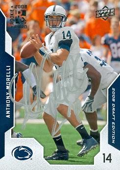 Picture of Anthony Morelli autographed Football Card (Penn State) 2008 Upper Deck No.1 Rookie