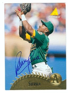 Ruben Sierra autographed baseball card (Oakland Athletics) 1995 Pinnacle No.45 -  Autograph Warehouse, 112800