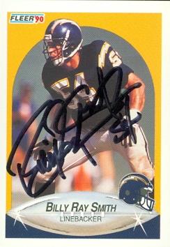 Billy Ray Smith autographed Football Card San Diego Chargers 1990 Fleer No313