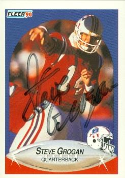 Steve Grogan autographed Football Card (New England Patriots) 1990 Fleer No.319