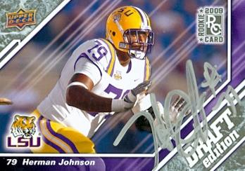 Picture of Herman Johnson autographed Football Card (LSU) 2009 Upper Deck Draft No.42 Rookie