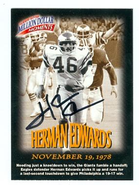Picture of Herman Edwards autographed Football Card (Philadelphia Eagles) 1997 Fleer No.25 Miracle at the Meadowlands