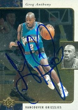Picture of Greg Anthony autographed Basketball Card (Vancouver Grizzlies) 1996 Upper Deck SP No.138