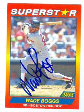 Wade Boggs autographed baseball card (Boston Red Sox) 1992 Score Superstar No.30