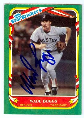 Wade Boggs autographed baseball card (Boston Red Sox) 1987 Fleer No.12 Star Stickers