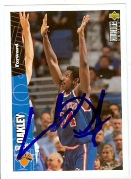 Charles Oakley autographed basketball card (New York Knicks) 1996 Upper Deck No.101 German