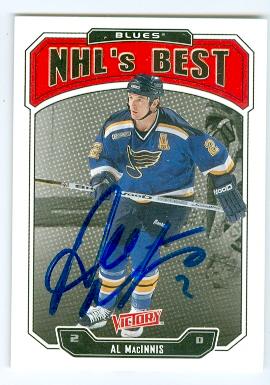 Picture of Al MacInnis autographed hockey card (St Louis Blues) 2000 Upper Deck No.321 NHL Best