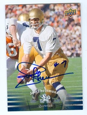 Picture of Joe Theismann autographed football card (Notre Dame Fighting Irish) 2013 Upper Deck No.23