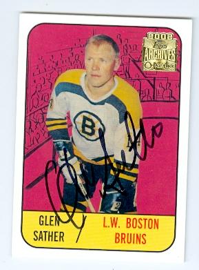 Picture of Glen Sather autographed hockey card (Boston Bruins) 2002 Topps O Pee Chee Archives No.67