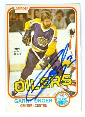 Picture of Garry Unger autographed hockey card (Los Angeles Kings Edmonton Oilers) 1981 O Pee Chee No.123