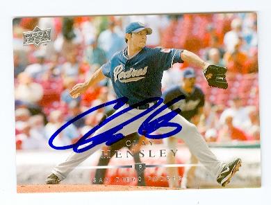 Clay Hensley autographed baseball card (San Diego Padres) 2008 Upper Deck No.183 -  Autograph Warehouse, 116232