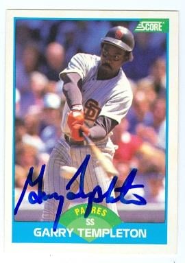Picture of Garry Templeton autographed baseball card (San Diego Padres) 1989 Score No.176