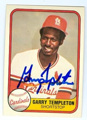 Picture of Garry Templeton autographed baseball card (St Louis Cardinals) 1981 Fleer No.529