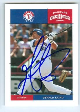 Picture of Gerald Laird autographed baseball card (Texas Rangers) 2004 Donruss Heroes No.418