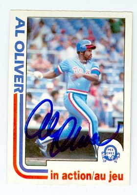 Picture of Al Oliver autographed baseball card (Texas Rangers) 1982 O Pee Chee No.22 In Action