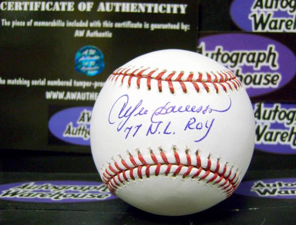 Picture of Andre Dawson autographed Baseball inscribed 77 NL ROY