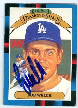 Picture of Bob Welch autographed baseball card (Los Angeles Dodgers) 1988 Donruss No.24 Diamond Kings Slight Smudge