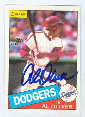 Picture of Al Oliver autographed baseball card (Los Angeles Dodgers Philadelphia Phillies) 1985 O Pee Chee No.130
