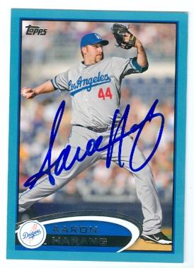 Picture of Aaron Harang autographed baseball card (Los Angeles Dodgers) 2012 Topps No.357 Walmart