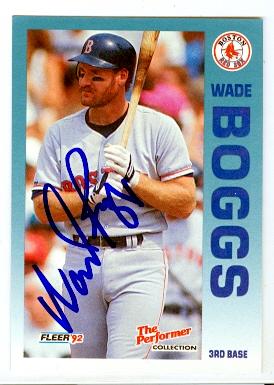Wade Boggs autographed baseball card (Boston Red Sox) 1992 Fleer No. 9 of 24 Performer Collection 7 11