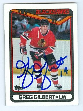Picture of Greg Gilbert autographed hockey card (Chicago Blackhawks) 1990 Topps No.255