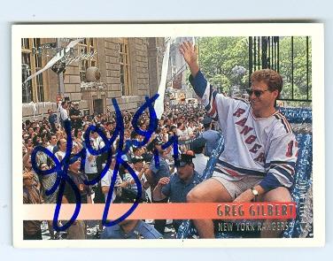 Picture of Greg Gilbert autographed hockey card (New York Rangers) 1994 Topps No.169