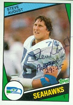 Steve August autographed Football Card (Seattle Seahawks) 1984 Topps No.189