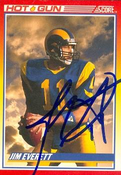 Jim Everett autographed Football Card (Los Angeles Rams) 1990 Score Hot Gun No.312 -  Autograph Warehouse, 117828