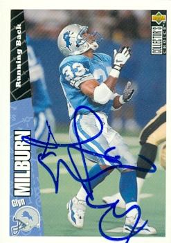 Picture of Glyn Milburn autographed Football Card (Detroit Lions) 1996 Upper Deck No.U180