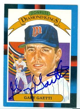 Picture of Gary Gaetti autographed baseball card (Minnesota Twins) 1988 Donruss No.19 Diamond Kings Leaf Edition