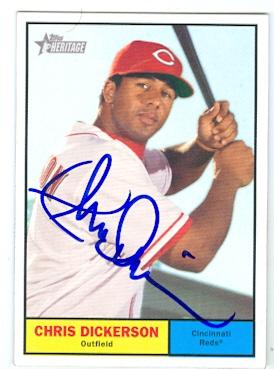 Chris Dickerson autographed baseball card (Cincinnati Reds) 2010 Topps Heritage No.97 -  Autograph Warehouse, 118279