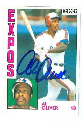 Picture of Al Oliver autographed baseball card (Montreal Expos) 1984 O Pee Chee No.307