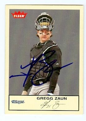 Picture of Gregg Zaun autographed baseball card (Toronto Blue Jays) 2005 Fleer No.144