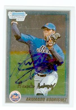 Picture of Armando Rodriguez autographed baseball card (New York Mets) 2010 Topps Bowman Chrome No.BCP173