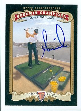 Picture of Annika Sorenstam autographed trading card (Ladies Golf Player) 2012 Upper Deck Goodwins Champions No.66