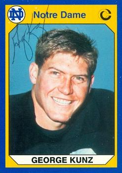 Picture of George Kunz autographed Football Card (Notre Dame) 1990 Collegiate Collection No.7