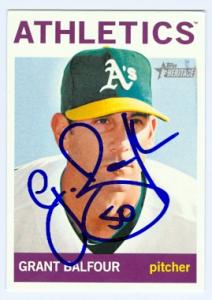 Picture of Grant Balfour autographed baseball card (Oakland Athletics) 2013 Topps Heritage No.303