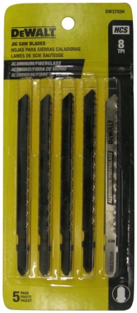 Picture of Dewalt DW3755H 4&apos;&apos; 8 TPI T-Shank Aluminum & Fiberglass Jig Saw Blades